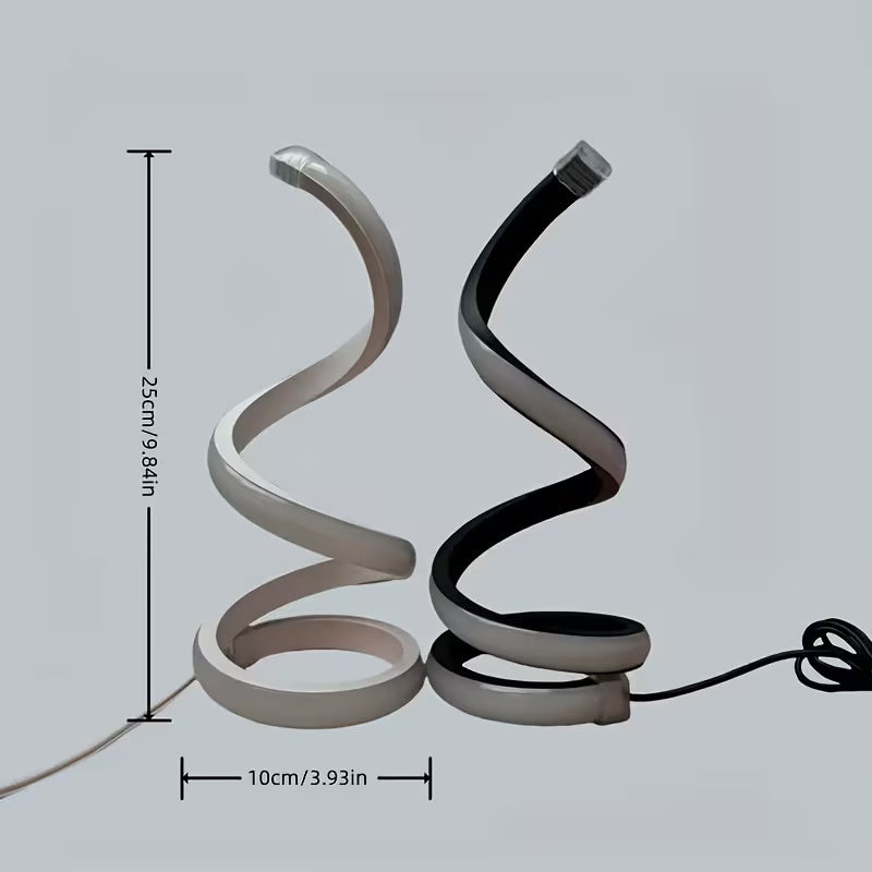 2Pcs Creative Spiral Three-Color Adjustable LED Desk Lamp, Three-Color Dimming, Soft Lighting, Eye-Friendly And Comfortable, Suitable For Bedroom, Living Room, Bathroom, And Home Decor, USB-Powered