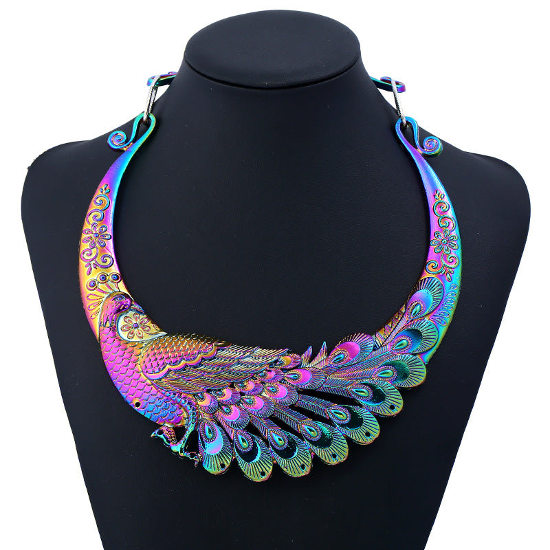 Colorful atmospheric peacock collar