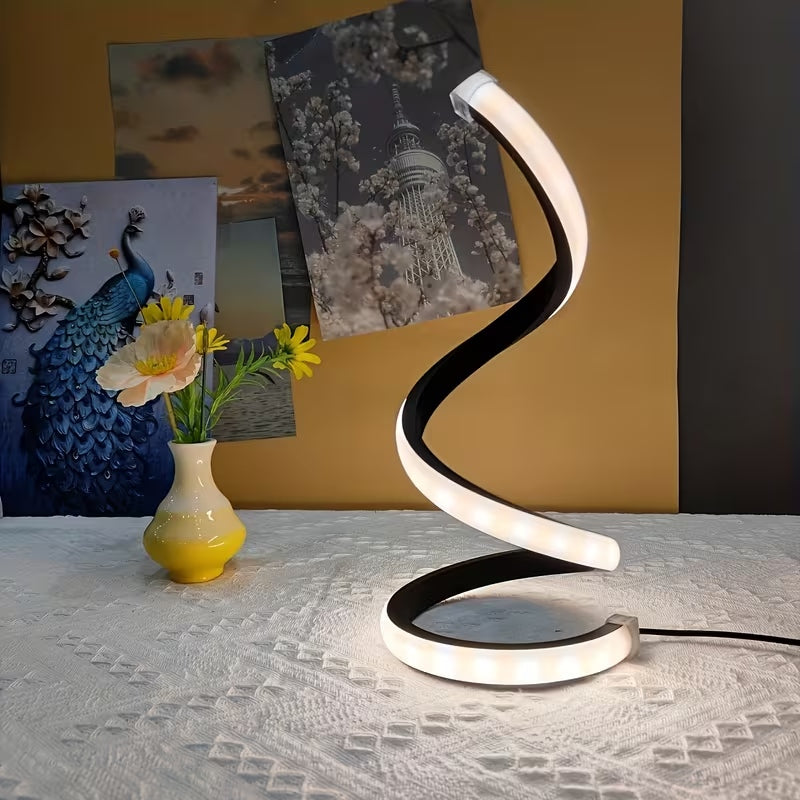 2Pcs Creative Spiral Three-Color Adjustable LED Desk Lamp, Three-Color Dimming, Soft Lighting, Eye-Friendly And Comfortable, Suitable For Bedroom, Living Room, Bathroom, And Home Decor, USB-Powered